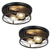 Farmhouse Lights Industrial Ceiling Lamp of 2 Pack Flush Mount Hallway Ceiling Lights fixtures Bedroom Ceiling Lamp Kitchen Round Lights（Bulbs Not Included）