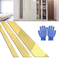 Jaspond Gold Metalized Wall Trim Molding 201 Stainless Steel Self Adhesive 16.4FT Peel and Stick Wall Trim Metalized Mirror-Like Finish for Mirror Frame, Wall, Fireplace and Home DIY Decoration