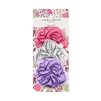 Laura Ashley 3 Pack Loofah Shower Poufs Exfoliating Cleansing Body Scrubbers for Shower in Washable Zip Up Bag