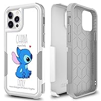 for iPhone 12, iPhone 12 Pro, Ohana Means Family Stitch Pattern Shock-Absorption Hard PC and Inner Silicone Hybrid Dual Layer Armor Defender Case for iPhone 12/12 Pro