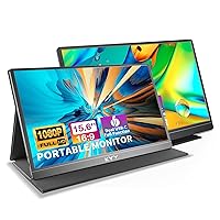 KYY 15.6'' Portable Monitor Bundle [K3-1 Grey & K3-2 Black] 1080P FHD USB-C Laptop Monitor HDMI Computer Display HDR IPS Gaming Monitor w/Smart Cover & Dual Speakers, for Laptop PC Phone PS4 Xbox Swi