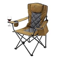 ARROWHEAD OUTDOOR Portable Folding Camping Quad Chair w/ 6-Can Cooler, Cup & Wine Glass Holders, Heavy-Duty Carrying Bag, Padded Armrests, Headrest & Seat, Supports up to 450lbs, USA-Based Support