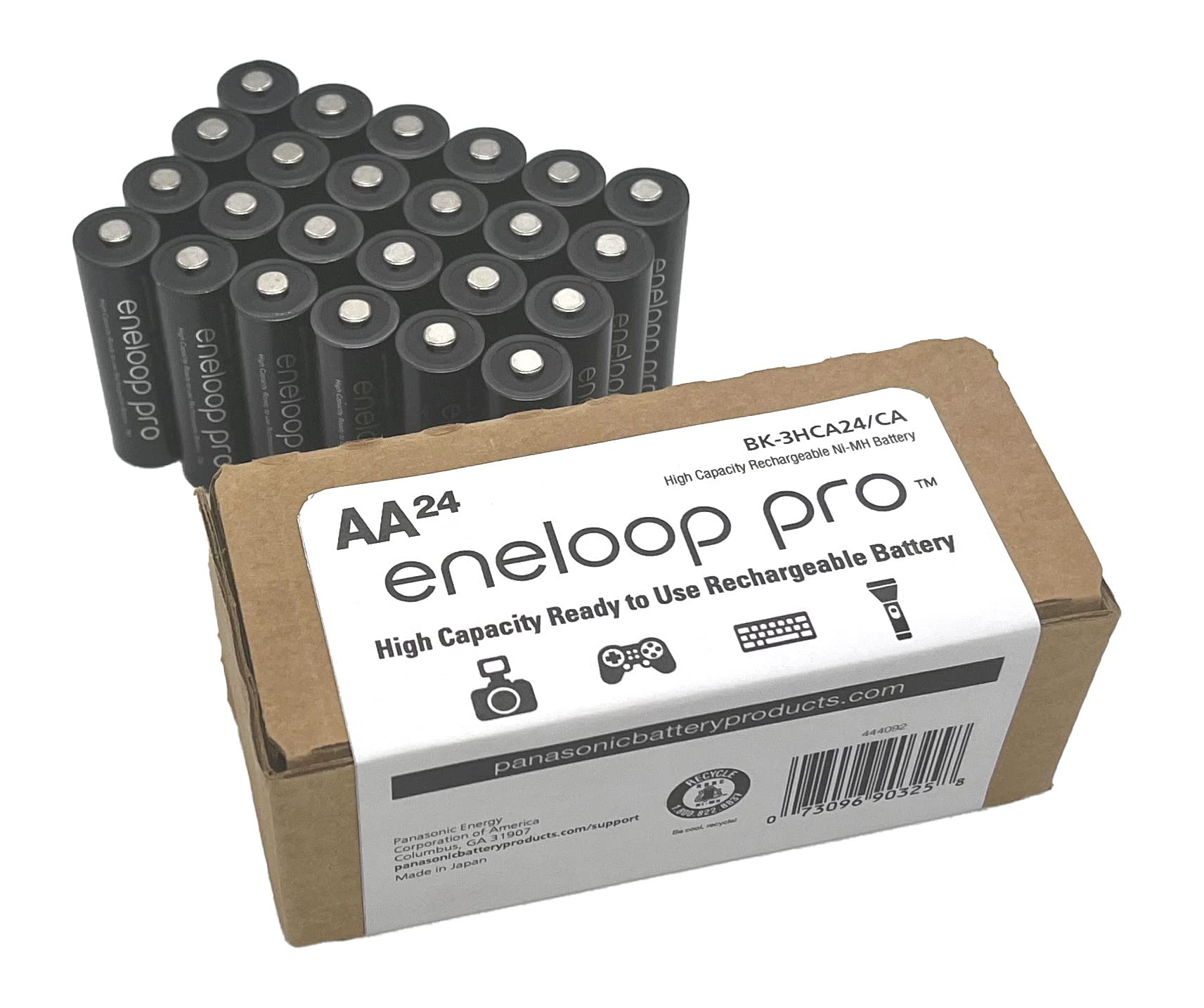 Eneloop Panasonic BK-3HCA24/CA Pro AA High-Capacity Ni-MH Pre-Charged Rechargeable Batteries, 24-Battery Pack