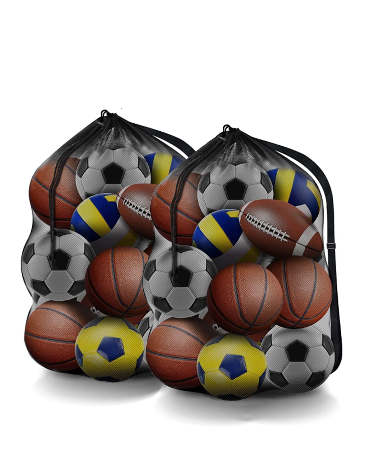 BROTOU Extra Large Sports Ball Bag Mesh, Basketball Bags Team Balls, Adjustable Shoulder Strap, Team Work Ball Bags for Holding Soccer, Football, Volleyball, Swimming Gear (30” x 40”)