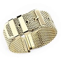 HNGM Men's Watchbands 18mm 20mm 22mm 24mm Stainless Steel Wrist Band Strap Universal Men Women Mesh Watchband Link Bracelet Accessories Gold (Band Color : Gold, Band Width : 24mm)