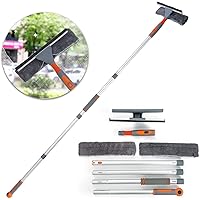 Professional Window Squeegee Cleaner, 2 in 1 Shower Squeegee with Extension Pole, 62‘’ Telescopic Window Washing Equipment with Bendable Head, Glass Cleaning Tools for Indoor/Outdoor High Window