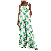 Oversized Elephant St. Patrick'S Day Jumpsuits Women Floofy Travel Fit Soft Overalls for Ladies Ruched Printing