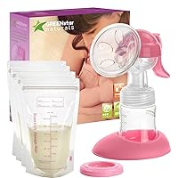 Manual Breast Pump, Designed to Provide one-Hand only Breastfeeding While Traveling, Breastpump has a Lightweight and Portable Design w/Breast Pump Accessories for Every Baby Bag