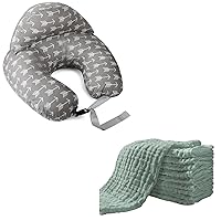 Yoofoss 10 Pack Muslin Burp Cloths for Baby 100% Cotton & Plus Size Ergonomic Breastfeeding Pillows
