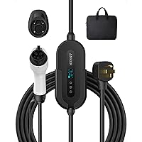 Electric Vehicle Charger, 7.6KW Level 2 Portable Fast Charger with J1772 Connector and 25 ft Cable, NEMA 14-50 Plug, Scheduled Charging, Works with EV and Hybrid Vehicles, for Home and Outdoor