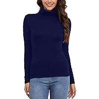 CARCOS Women's Casual Tops Mock Turtleneck Long Sleeve Pullover Underwear Slim Fit Basic Tee Shirts