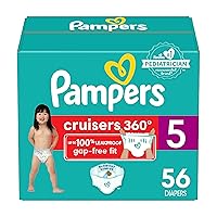 Pampers Cruisers 360 Diapers - Size 5, 56 Count, Pull-On Disposable Baby Diapers, Gap-Free Fit