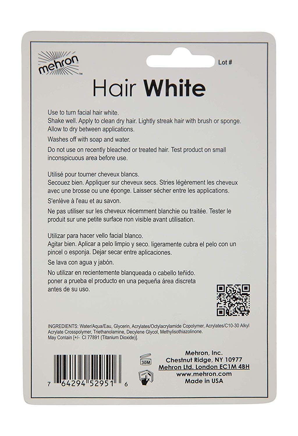 Mehron Makeup Hair White (1 oz)