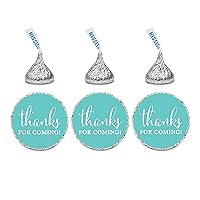 Andaz Press Chocolate Drop Labels Stickers, Thanks for Coming!, Diamond Blue, 216-Pack, for Wedding Birthday Party Baby Bridal Shower Kisses Party Favors Decor Envelope Seals