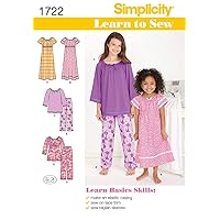 Simplicity 1722 Learn to Sew Girl's Pajama Sewing Patterns, Sizes 7-14