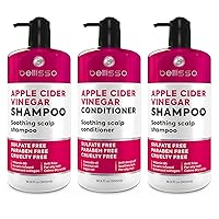 Apple Cider Vinegar Shampoo and Conditioner Set and Shampoo - Sulfate and Paraben Free Anti Dandruff Product for Women and Men - Dry Scalp Treatment for Oily Hair - Deeply Moisturizing Formula