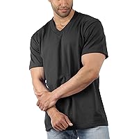 Mens Premium Heavy Blend Comfort V Neck T Shirt Solid Short Sleeve Casual Cotton Tee Big and Tall S-5XL