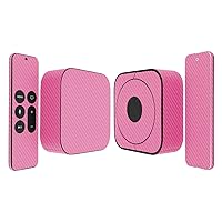 Skinomi Pink Carbon Fiber Full Body Skin Compatible with Apple TV (4th Gen, 2015)(Full Coverage) TechSkin Anti-Bubble Film