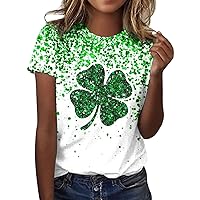 St. Patricks Day Shirts Women Plus Size Paddy's Day Shamrock Clover T Shirts Tee Tops Letter Print Tshirt Tunic Top