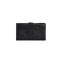 Pre-Owned Chanel Bi-Fold Wallet Black Pink Neon Cambon Line A26717