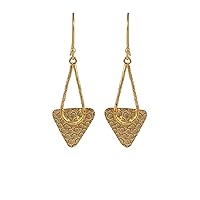 Brushed Wavy Lightning Bolt Earrings Celine Abstract large Minimalist 18k Gold Plated on Brass Metal Hook Earrings Jewelry