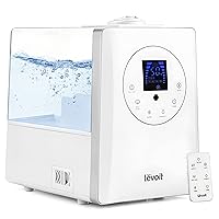 Humidifiers for Bedroom Large Room Home, 6L Warm and Cool Mist Ultrasonic Air Vaporizer for Plants and Whole House, Built-in Humidity Sensor, Essential Oil Diffuser, Whisper Quiet, Timer, White