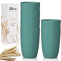 Wheat Straw Cups 6 PCS Good Alternative to Plastic Reusable Cups 20 oz Unbreakable Drinking Cup Reusable Dishwasher Safe Water Plastic Glasses Green