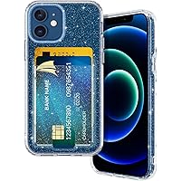 Petocase for iPhone 12/12 Pro Wallet Case with Card Holder Slot, Clear Bling Glitter Ultra Slim Flexible TPU Soft Skin Silicone Shockproof Protective Phone Cover for iPhone 12/12 Pro Glitter Clear
