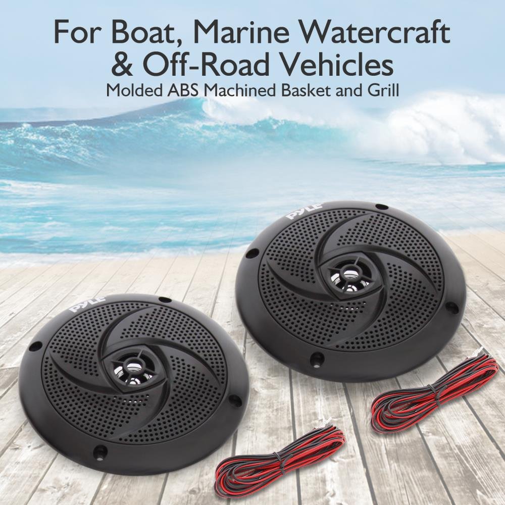 Pyle Marine Speakers - 6.5 Inch 2 Way Waterproof and Weather Resistant Outdoor Audio Stereo Sound System with 240 Watt Power - 1 Pair - PLMRS6B (Black) - (Packaging may vary)