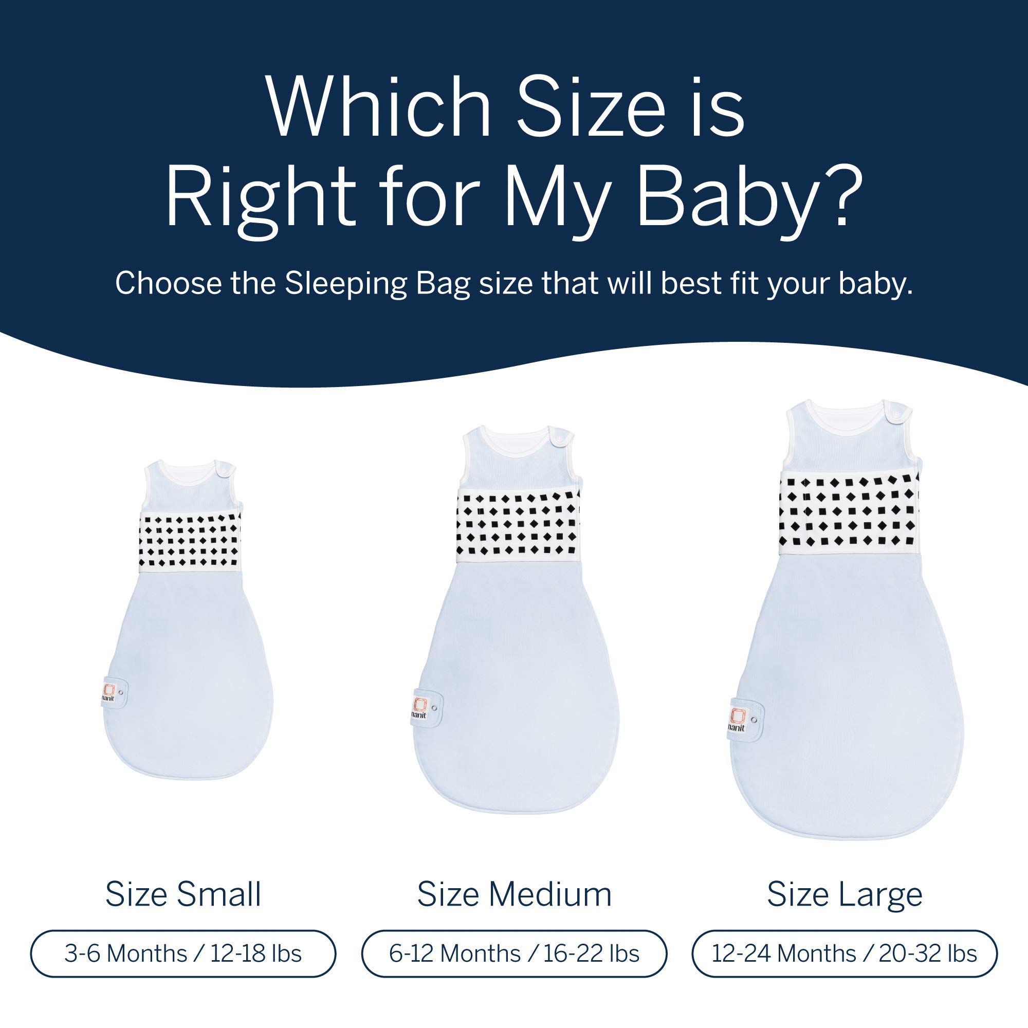 Nanit Breathing Wear Sleeping Bag – 100% Cotton Baby Sleep Sack - Works Pro Baby Monitor to Track Breathing Motion Sensor-Free, Real-Time Alerts, Size Large, 12-24 Months, Powder Blue
