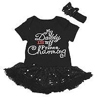 Petitebella Valentine Baby Dress My Daddy Is My Prince Bodysuit Black Sequin Tutu Nb-18m