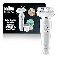 Epilator Silk-épil 9 9-020 with Flexible Head, Facial Hair Removal for Women, Hair Removal Device, Shaver & Trimmer, Cordless, Rechargeable, Wet & Dry, Beauty Kit with Body Massage Pad