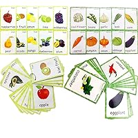 Set of Fruit and Vegetable Flash Cards for Toddlers | Kids Learning Flashcard & Montessori Pocket Cards Toys | Perfect for Pre-K Decor Background Wall Stickers, Teacher/Autism Therapists Tools