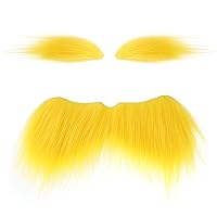 Yellow Mustache and Eyebrows Fake Beard Cosplay 100th Day of School Halloween Christmas Carnival Party Costume Accessories