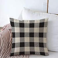 Decorative Throw Pillow Cover Simple Pattern White Black Punk Design Buffalo Material Check Plaid Flannel 1990S Blanket Textures Pillow Cover Linen Pillow Case for Couch Bed Car Sofa 22x22 Inch