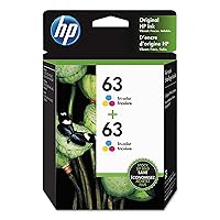 HP 63 | 2 Ink Cartridges | Tri-color | Works with HP DeskJet 1112, 2100 Series, 3600 Series, HP ENVY 4500 Series, HP OfficeJet 3800 Series, 4600 Series, 5200 Series | F6U61AN