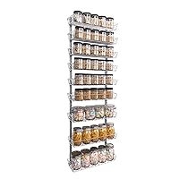 SWOMMOLY Adjustable Wall Mount Spice Rack, 9-Tier Dual-use (Multi-use) Organizer, Silver