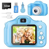 Kids Camera for Boys and Girls, GPOSY Digital Camera for Kids, Toddler Camera Christmas Birthday Toy Gifts for Kids Age 3-12 with 32GB SD Card, Video Recorder 1080P HD(Blue)