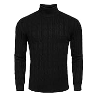 COOFANDY Men's Slim Fit Turtleneck Sweater Casual Twisted Knitted Pullover Sweaters