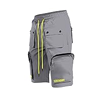 SCREENSHOT Mens Premium Multifunctional Utility Nylon Cargo Shorts - Crisp Shell Fabric 3D Pockets Hiking Tapered Bottoms