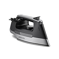 Proctor Silex Steam Iron for Clothes with Durable Stainless Steel Soleplate, 1500 Watts, 8’ Retractable Cord, 3-Way Auto Shutoff, Anti-Drip, Gray and Black (14250)