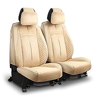 Voris Series Front Row Set Seat Covers Universal for Cars Trucks SUV, Beige, CA-SC-VORIS-F-BE