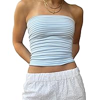 Women's Tube Tops Strapless Crop Tops Basic Backless Sleeveless Bandeau Cute Sexy Summer Outfits