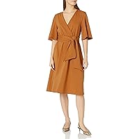 MOON RIVER Women's Slit Detailed 3/4 Sleeve Midi Dress