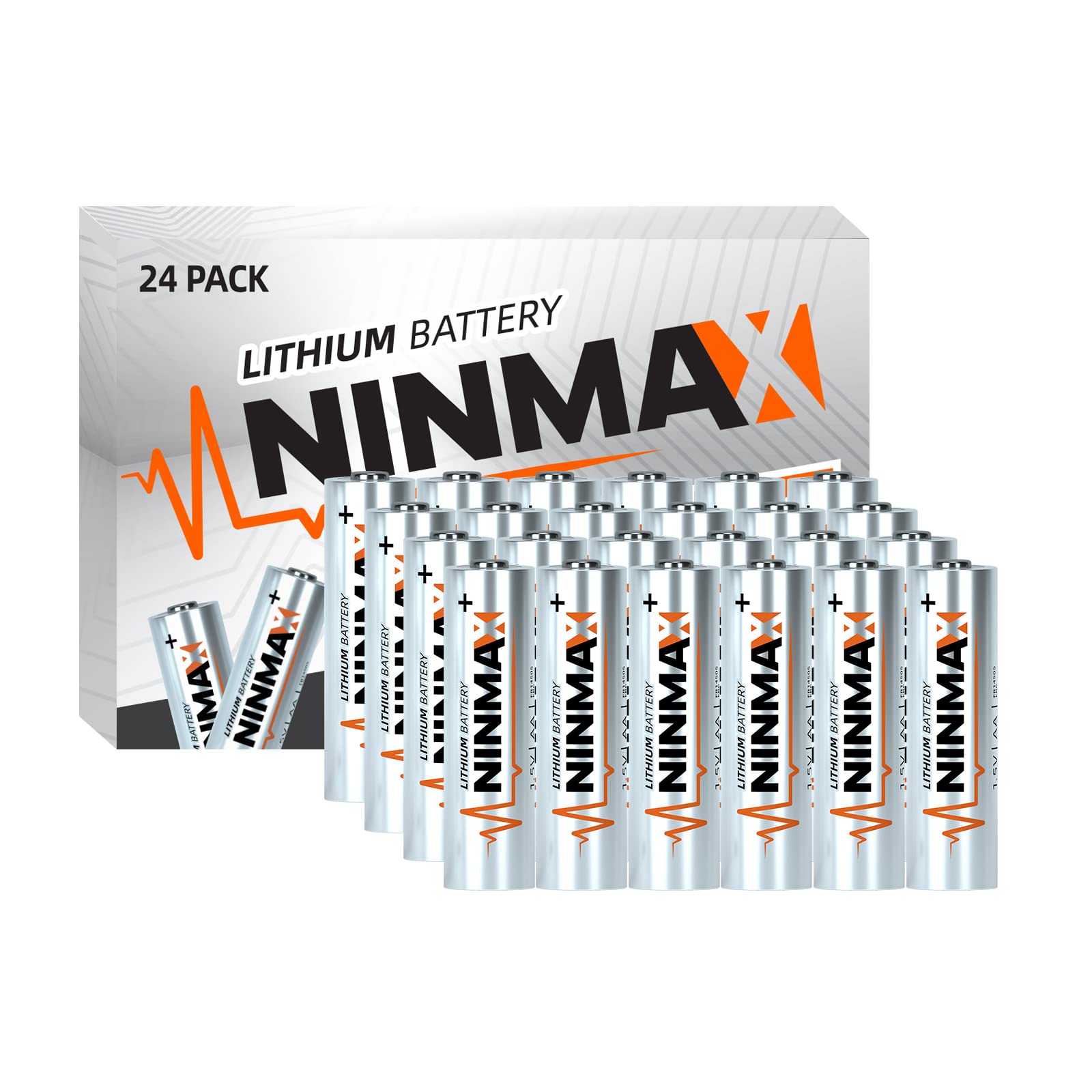 NINMAX Lithium AA Batteries 3500mAh, 24 Pack 1.5V Longest Lasting Double A Battery for High-Tech Devices【Non-Rechargeable】-New Upgraded