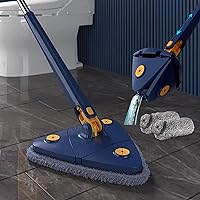 360 Degree Rotatable Adjustable Cleaning Mop - Imitation Hand Twist Quick Dry Mop, Extendable Triangle Mop 360° Rotatable Adjustable 130 cm Cleaning Mop (Blue)