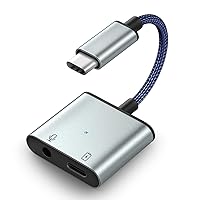 Coolden USB C to 3.5mm Headphone and USB C Charger Adapter, 2-in-1 AUX with PD 60W Fast Charging Dongle Earbuds Splitter Compatible with iPhone 15/Samsung S23 Ultra/S22 Ultra/Pixel 5/iPad Pro/MacBook