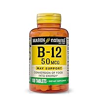 MASON NATURAL Vitamin B12 50 mcg with Calcium - Healthy Conversion of Food into Energy, Supports Nerve Function and Health, 100 Tablets
