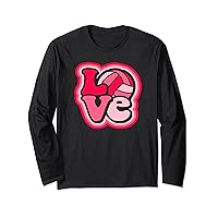 Volleyball Love for Teens & Women Pink & Red Design Long Sleeve T-Shirt