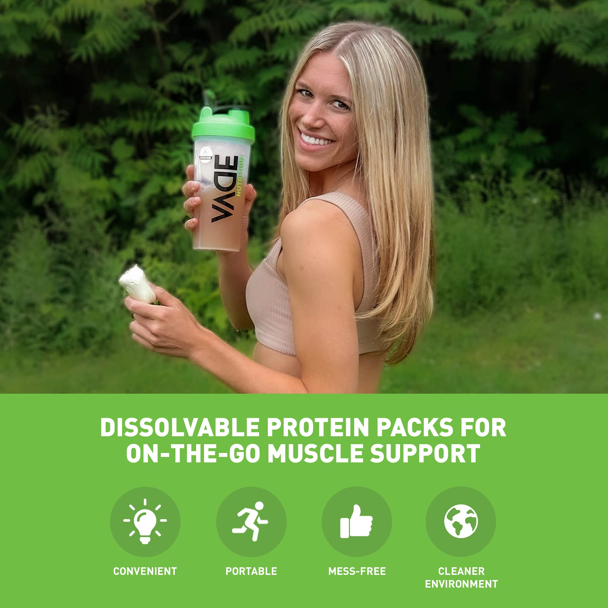 Vade Nutrition Dissolvable Protein Packs | Whey Isolate Protein Powder, On-The-Go, Low Carb, Low Calorie, Lactose Free, Gluten Free, Fat Free, Sugar Free, Lean, Great Tasting (16 Servings, Cappuccino)